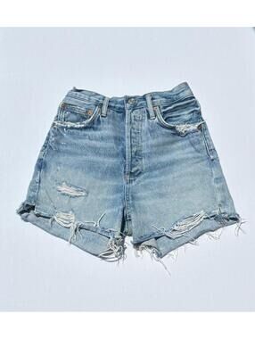 AGOLDE Dee Short Women's Size 24 High Waist Shorts 100% Cotton Light Wash Denim